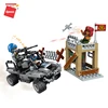 Qman plastic ABS material military toy set jeep building blocks for kids boy