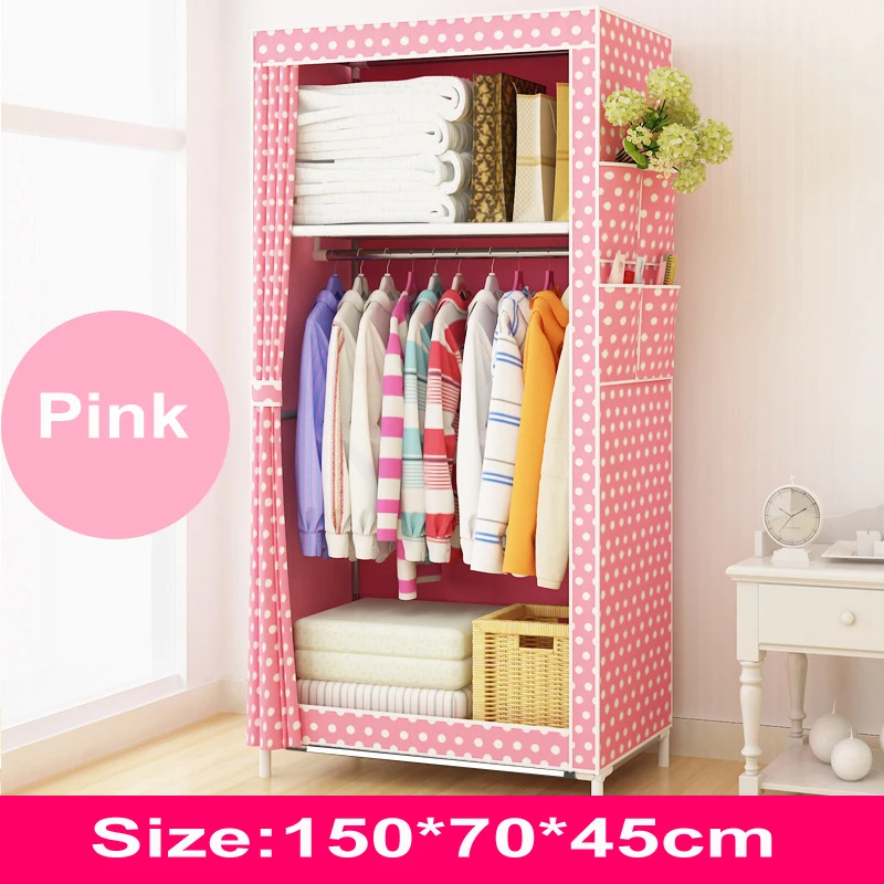 Factory cheap non woven fabric foldable assemble portable dustproof detachable wardrobe with cover