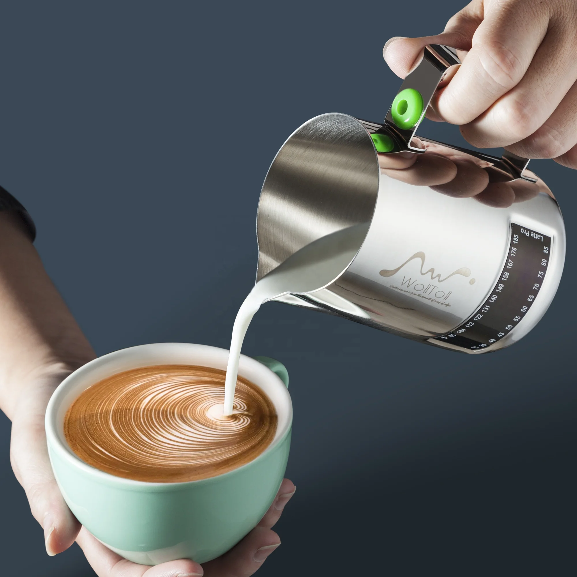 Frothing Pitcher With Thermometer Sticker 12oz/ Small Milk Jug Buy Thermometer Milk Jug