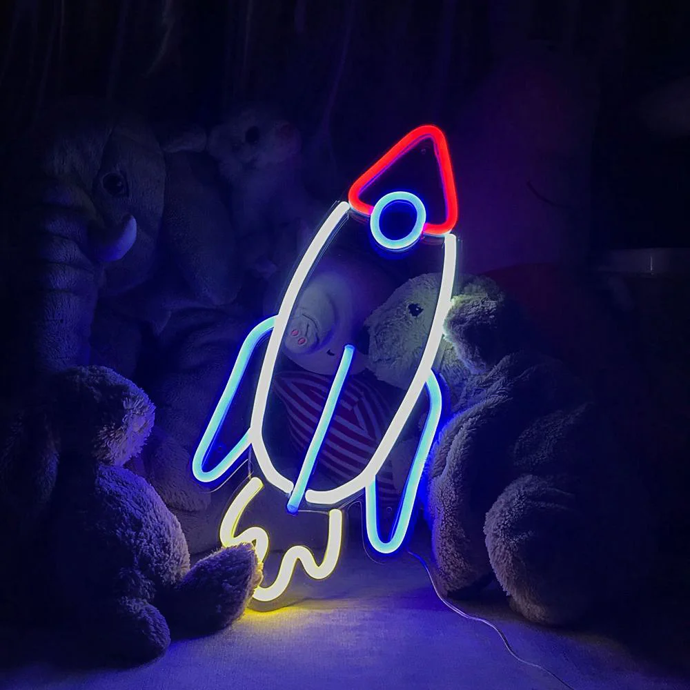 Led Neon Sign Rocket Neon Led Sign Space Ship Neon Wall Light,