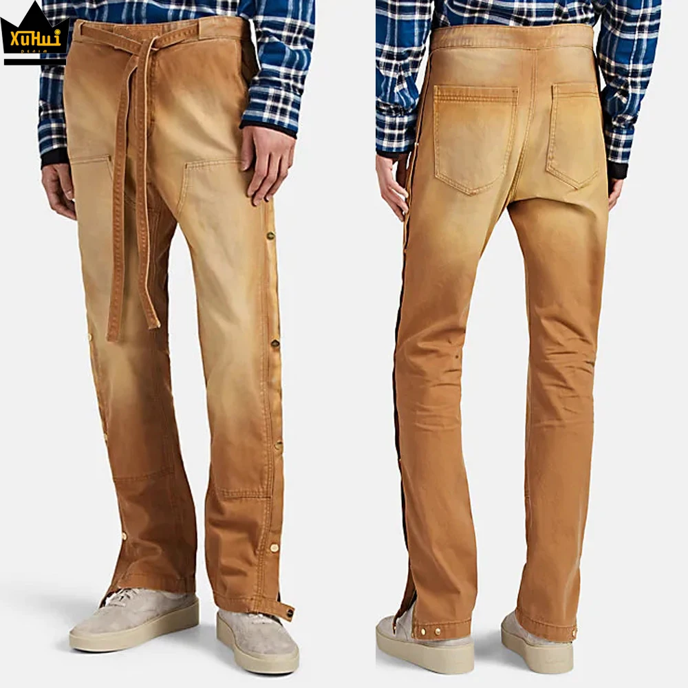Da Uomo Hi Viz Lavoro Pantaloni Resistente Nylon Patch Heavy Duty in Policotone riflettente