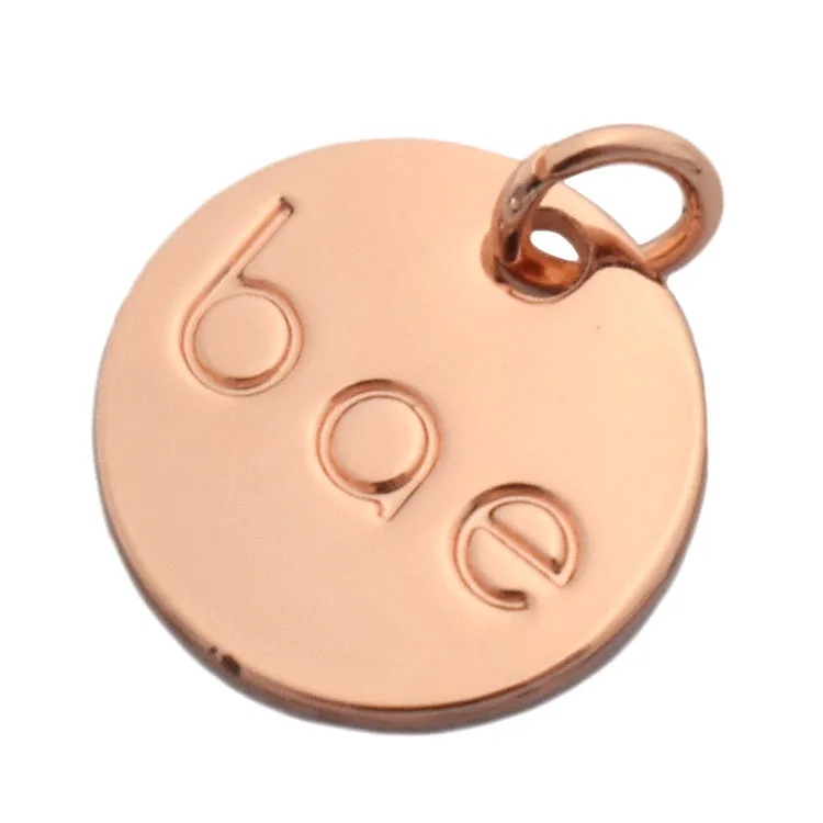 Personal logo custom engraved metal logo charm beads jewelry tags for bracelet