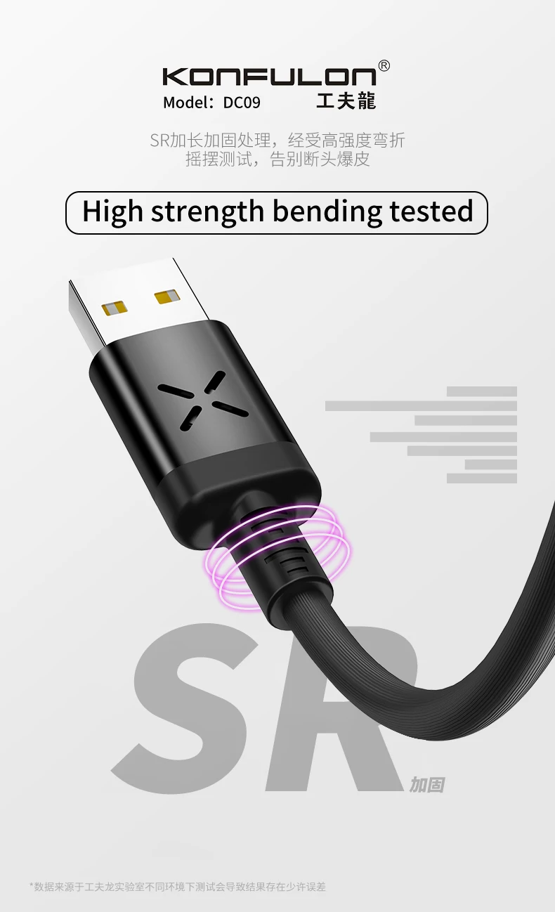 Konfulon Colorful Voice Control Flowing LED Light Micro USB Cable for Smartphones - ANKUX.COM