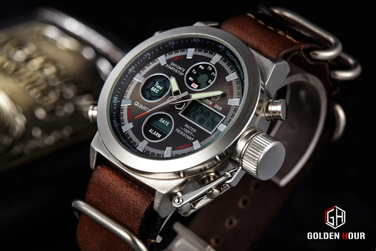 Mens Watches Top Brand Luxury Waterproof 24 hour Date Quartz Watch Man Leather Sport Wrist Watch Men Waterproof Clock