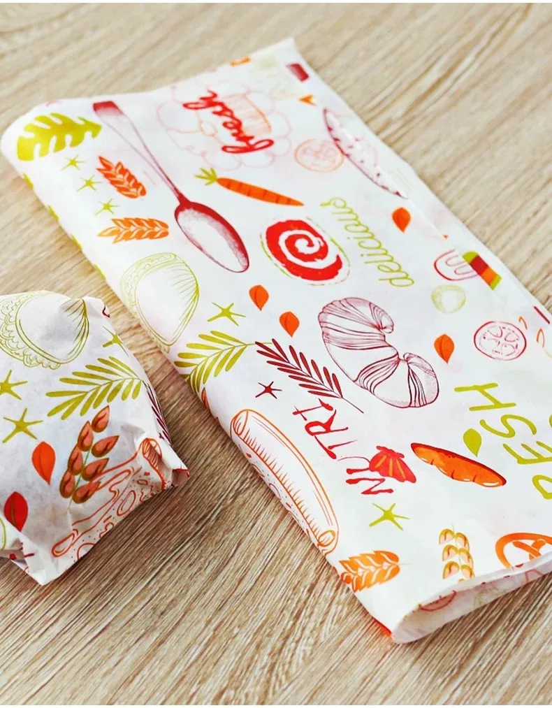 定制汉堡包包装纸巾印刷包装油脂证明纸三明治防油 shawarma 食品级