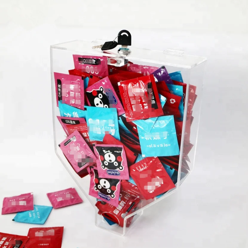 Custom Lockable Plexiglass Condom Case Pmma Wallmounted Clear Acrylic