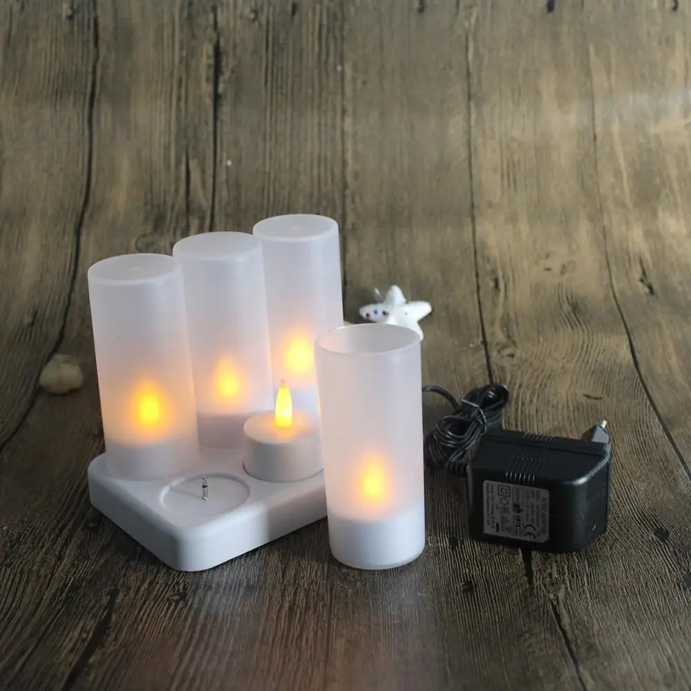 Set of 6 Flickering LED Rechargeable Tealight candles /LED Chargeable Tea Candle for Wedding Decoration