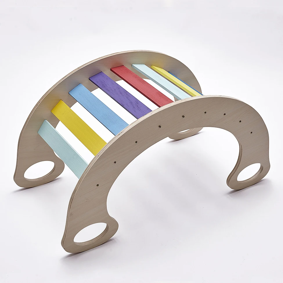 2020 Ins Nodic Rainbowcolored Kids Wooden Rocking Climb Toys Buy