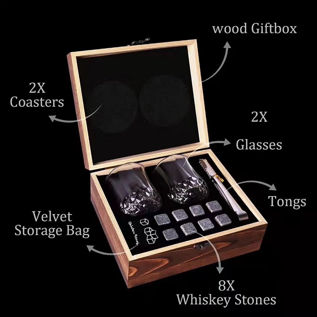 Amazon Hot Selling Reusable Ice Cube With Tongs Whiskey Ice Cube Stone