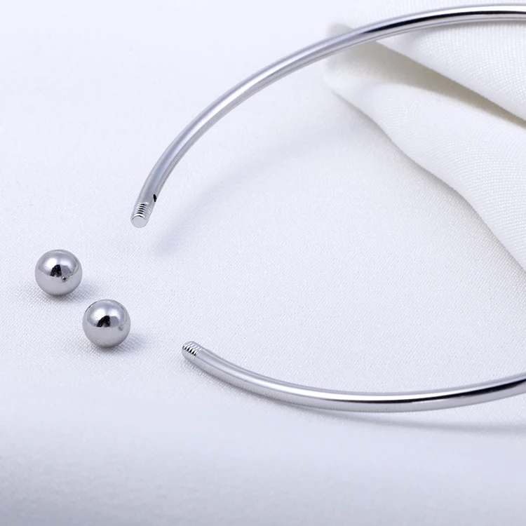 Bulk Wholesale S925 Sterling Silver Open Two Beads Cuff Bangle Bracelet