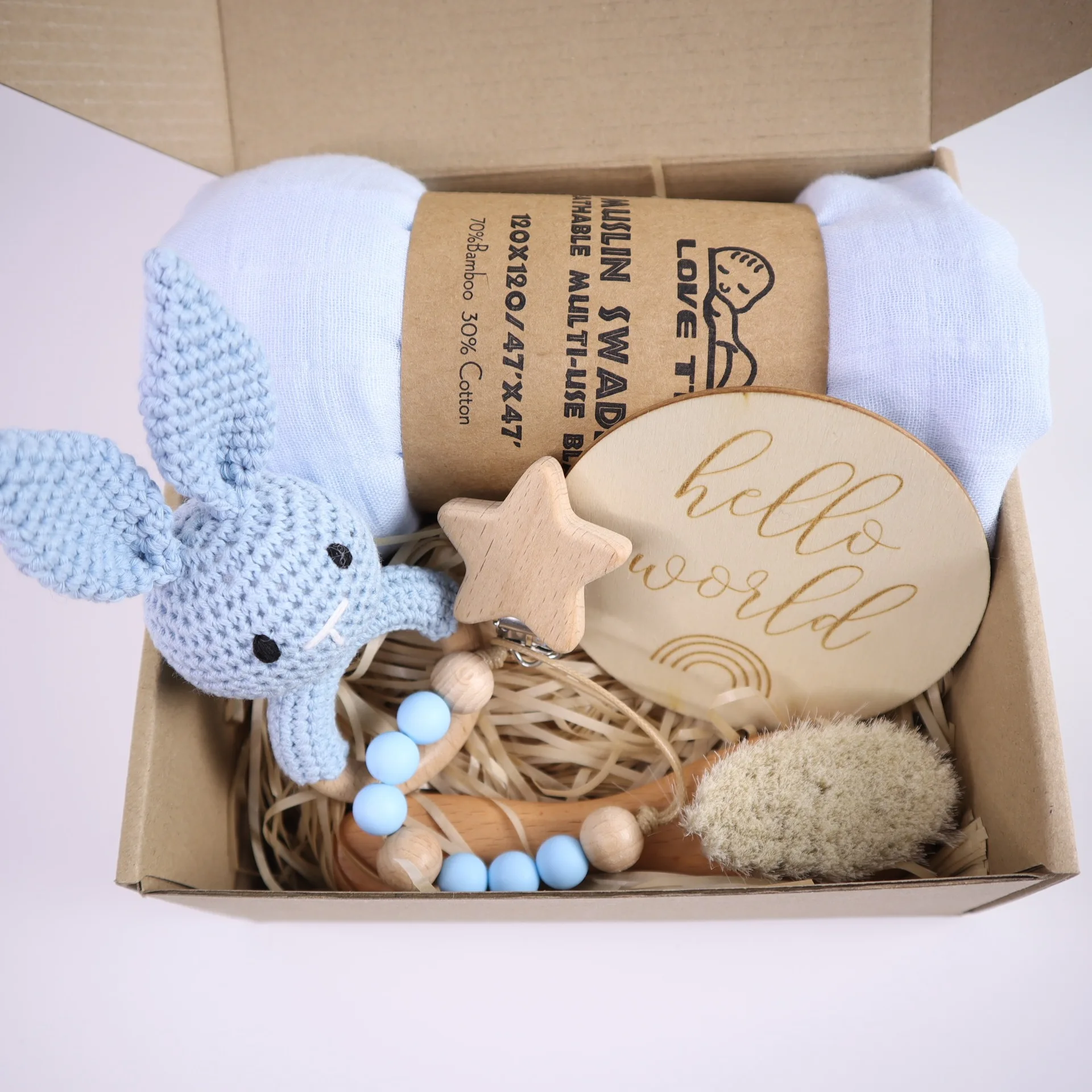 Newborn Shower Gift Set Box Crochet Baby Souvenir Baby Cotton Blanket