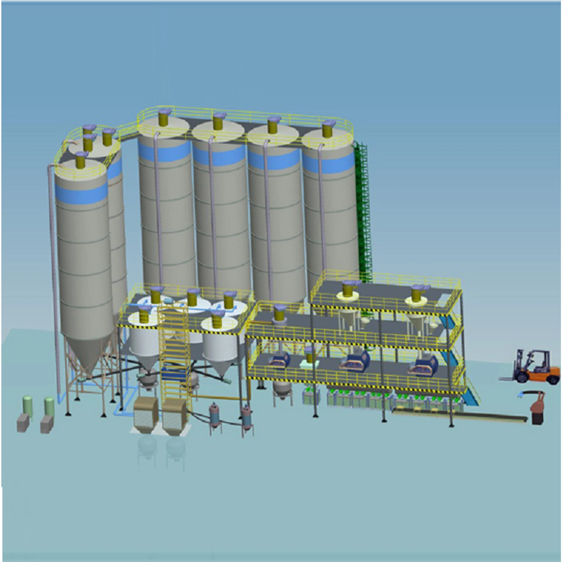 
dry powder mahine cement silo with packing machine 