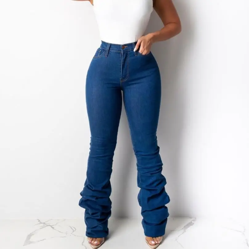 Прямые женские джинсы с высокой талией