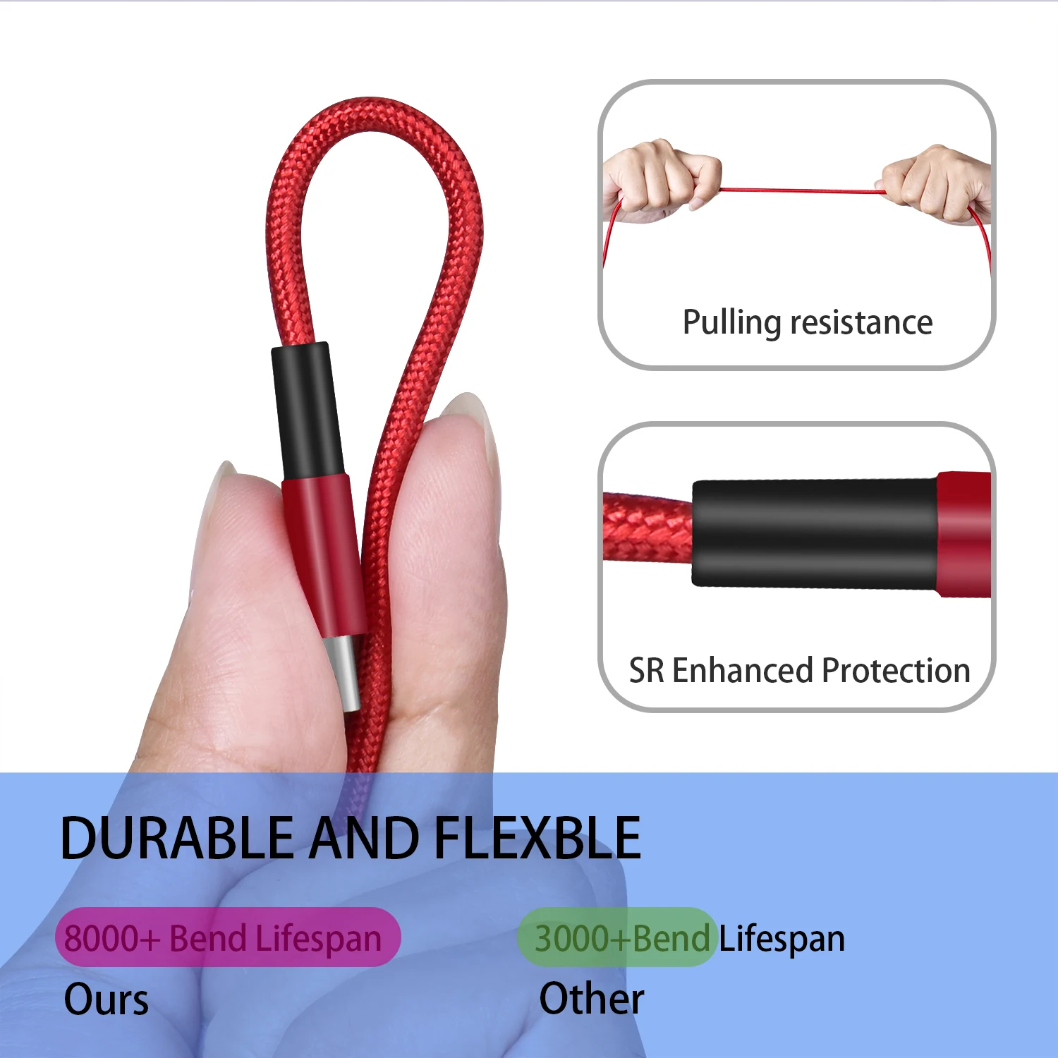 2.1a custom usb 2.0 charger fast charging nylon braided micro usb data cable for android smart phone - ANKUX.COM
