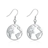 Earrings For Women 925 Sterling Silver Travel World Map Drop Earring