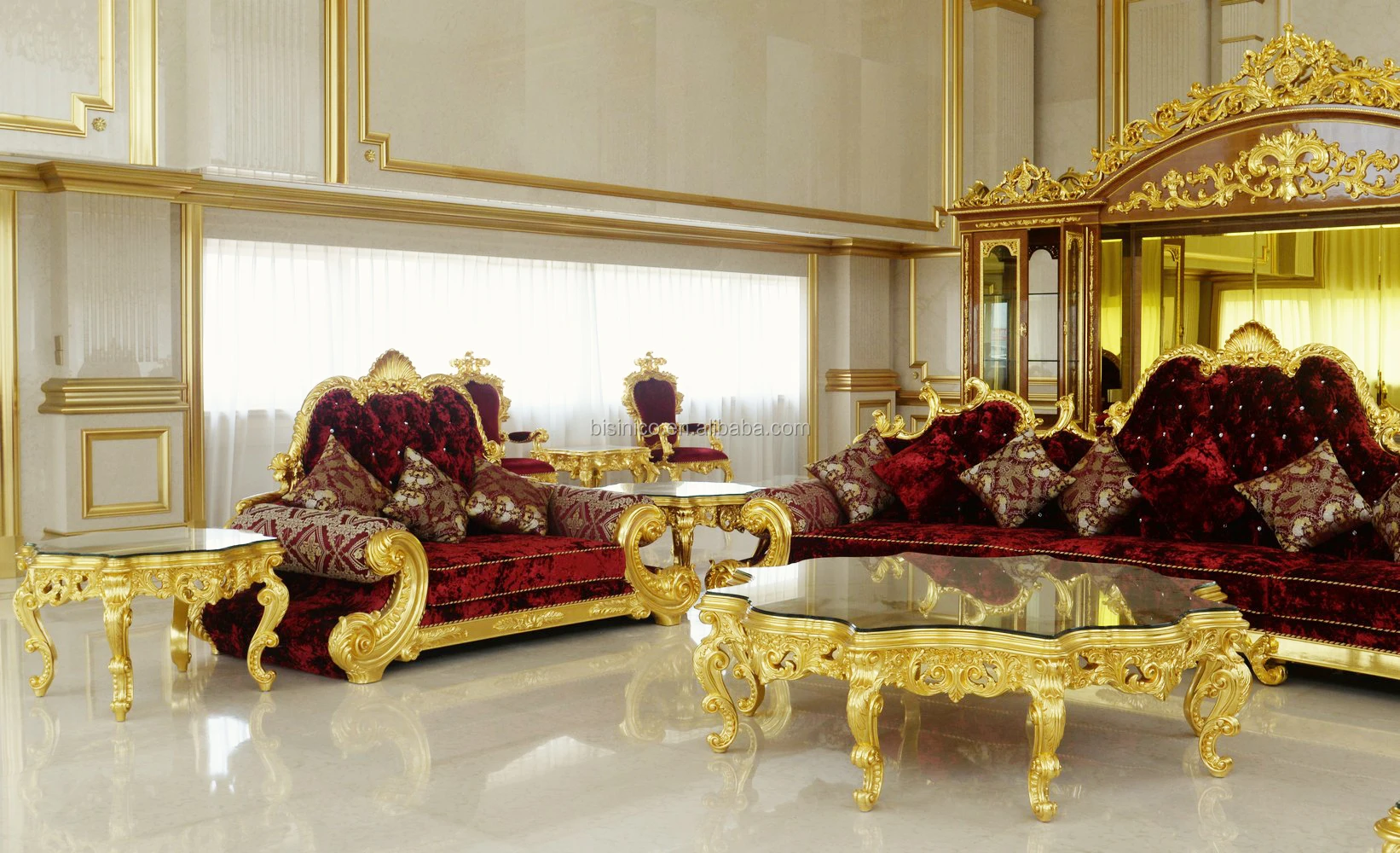 BAROCKSOFA ROT SALONSOFA BAROCK Sofa SITZBANK GOLD COUCH Palazzo24-de LOUISXV 