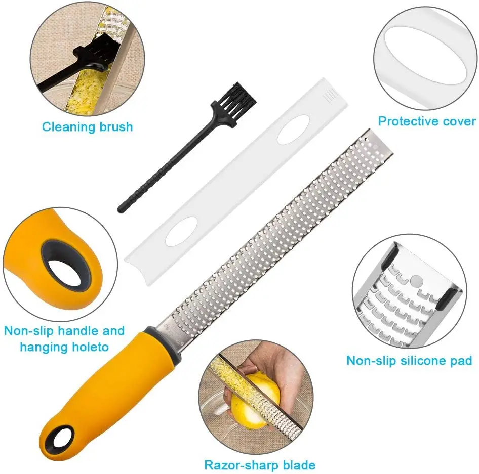 Multifunction Premium Stainless Steel Cheese Grater Slicer Handheld Fine Citrus Zester with PP Handle for Kitchen Restaurant supplier
