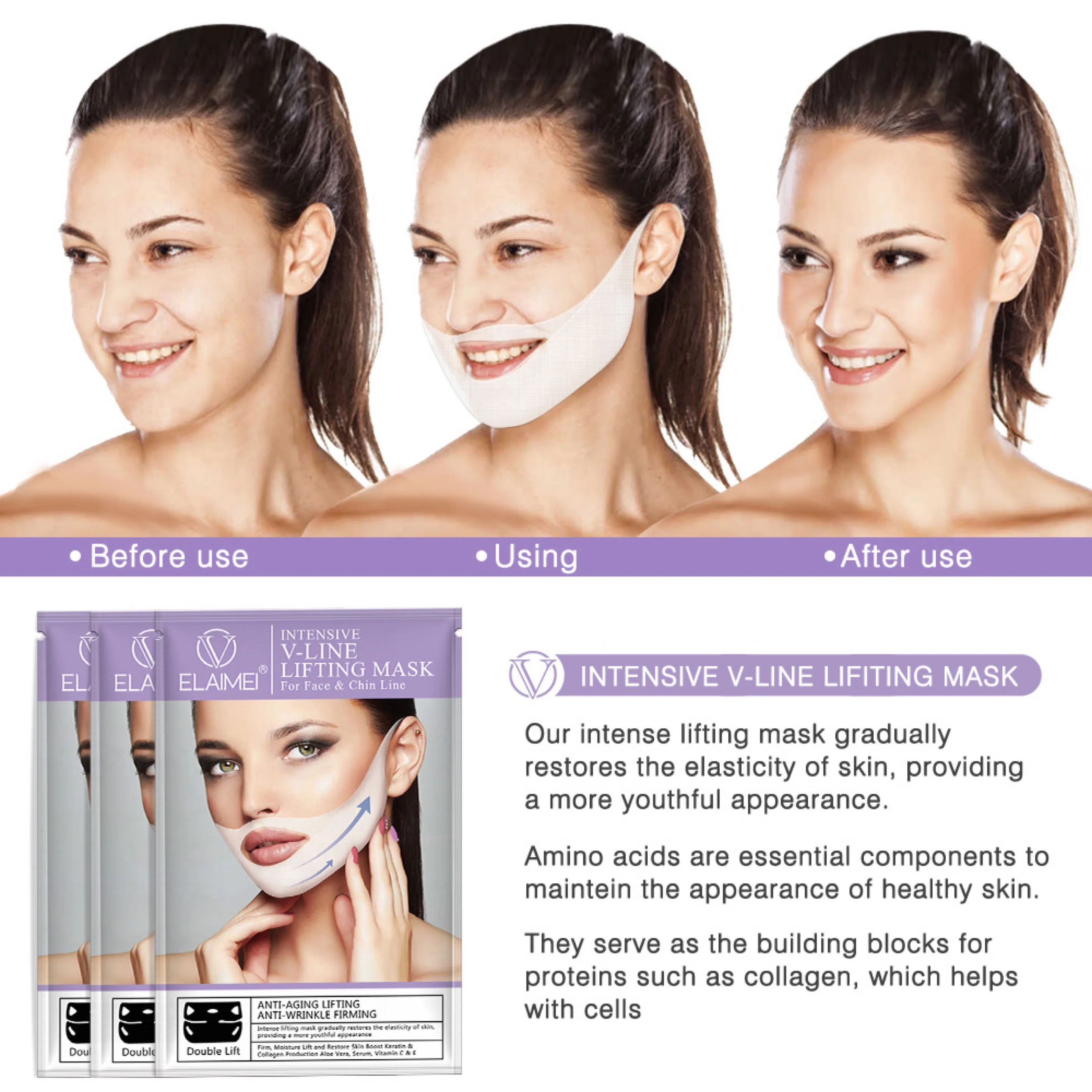 Low Price Beauty Face And Chin Line Up Elaimei Intensive Double V Ined Lifting Patch V Shape