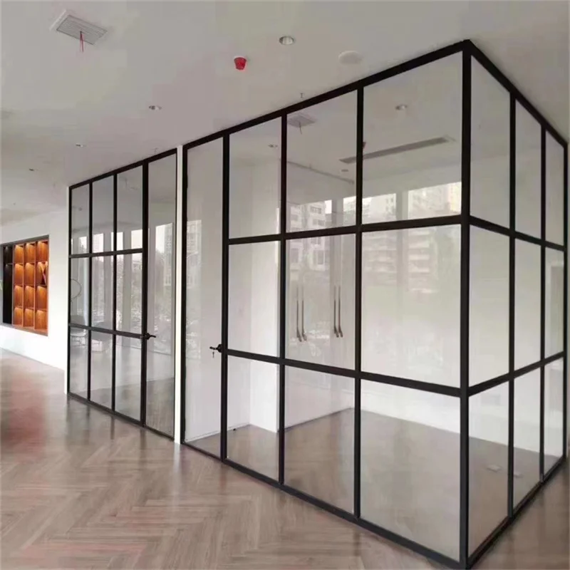 product 40mm aluminum frame integrated single glass office partition wall-1