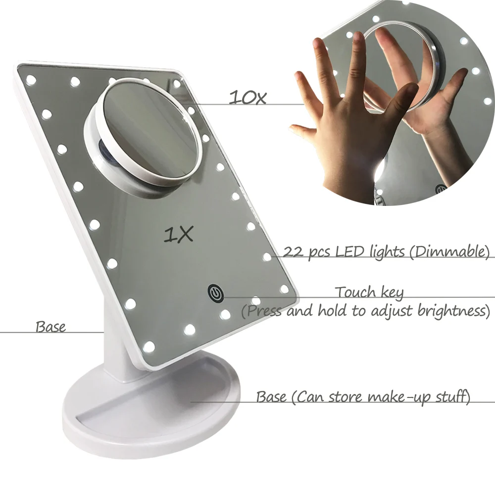 Wireless Charger Makeup Led Mirror With Light For Home Use Makeup