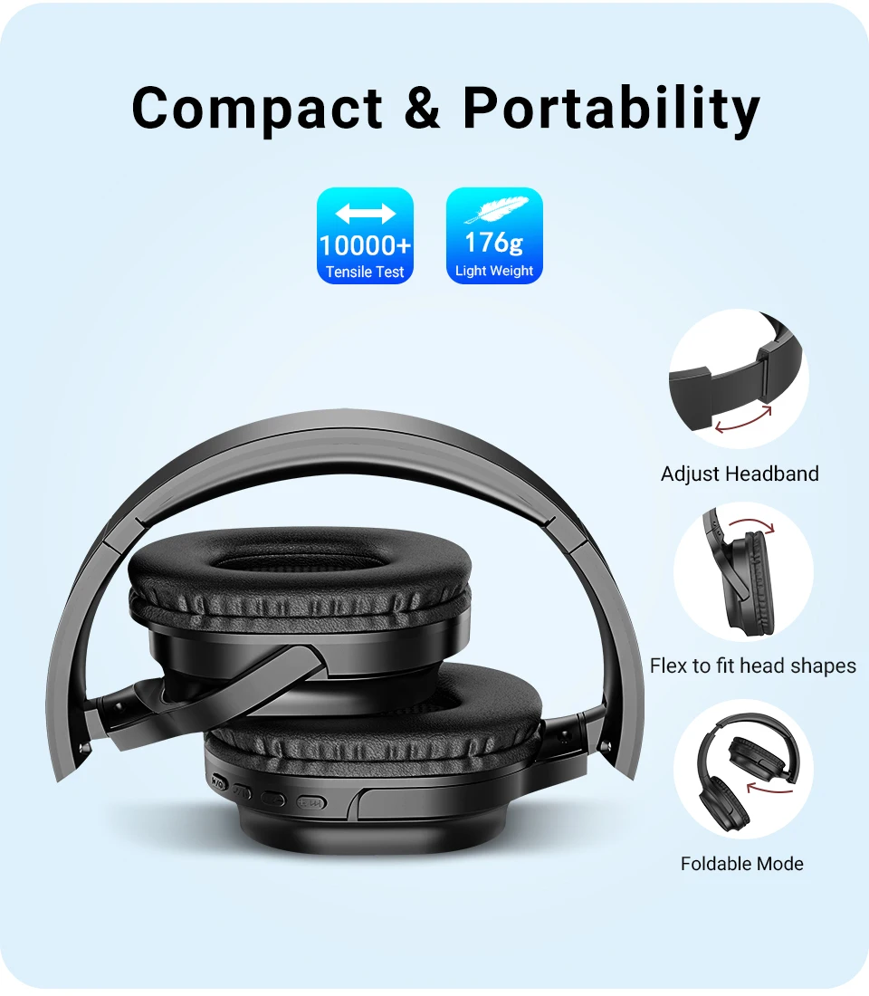 Best Seller Wireless Noise Cancelling Headband Earbud Sports Stereo Headset Foldable Deep Bass OEM Bluetooth Earphones Headphone - ANKUX.COM