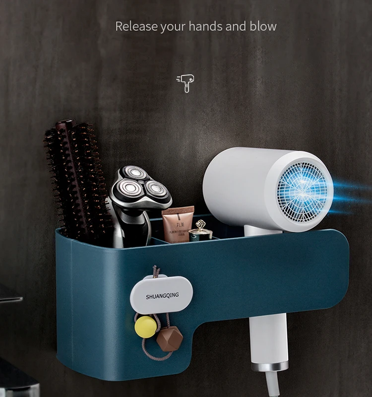Adhesive Hair Dryer Holder Wall Mount-No Drilling Hair Dryer Styling Tools Organizer Storage- Multifunctional Shelf