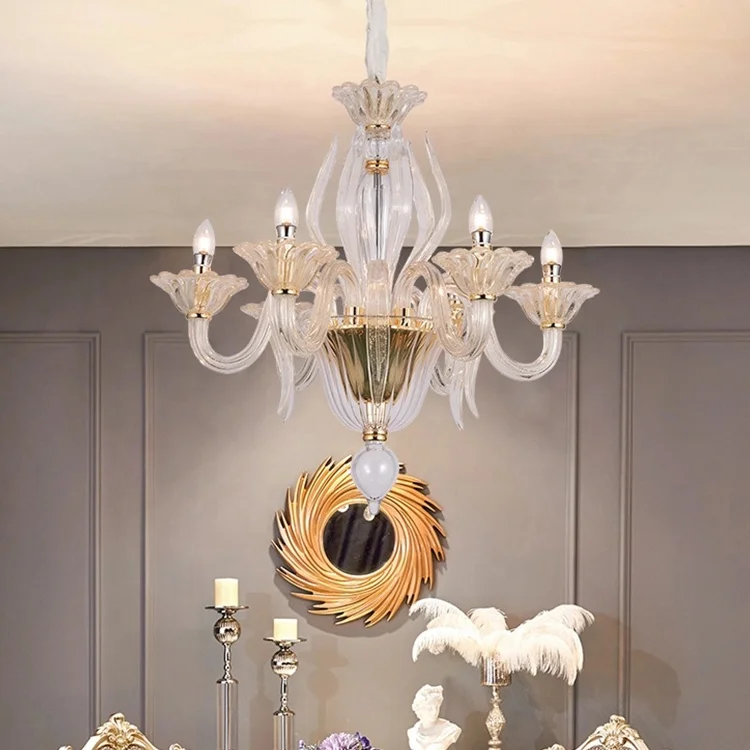 New classical design 14 bulb bedroom glass modern iron crystal side vintage pendant lamp led chandelier lighting