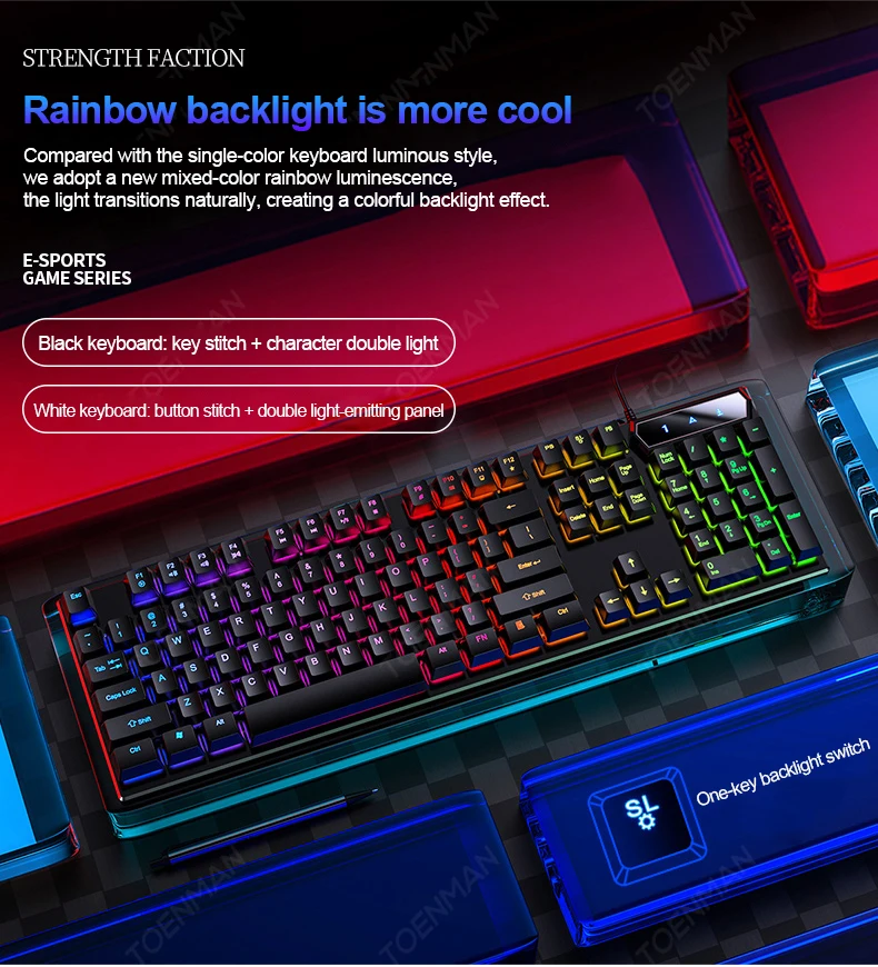 New V4 Mechanical Feeling Keyboard Wired Backlight USB Computer Accessories Colorful 104 Keys Multi-Function Game Keyboard