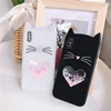 2019 Lovely Cartoon Beard Cat Design Quicksand Glitter Silicone Soft Back Case Cellphone Case for iPhone Xs max Xr X