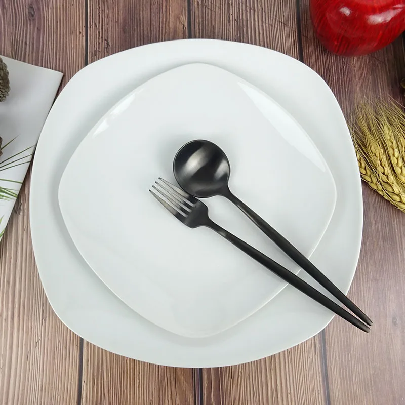 White Porcelain Plate Wholesale Cheap Small Plates White square Ceramic Dishes Plate and Dishes Sets manufacture