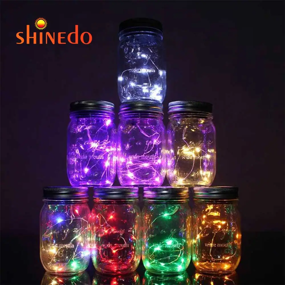 Christmas Hanging Solar Powered Mason Jar RGB LED String Light Outdoor