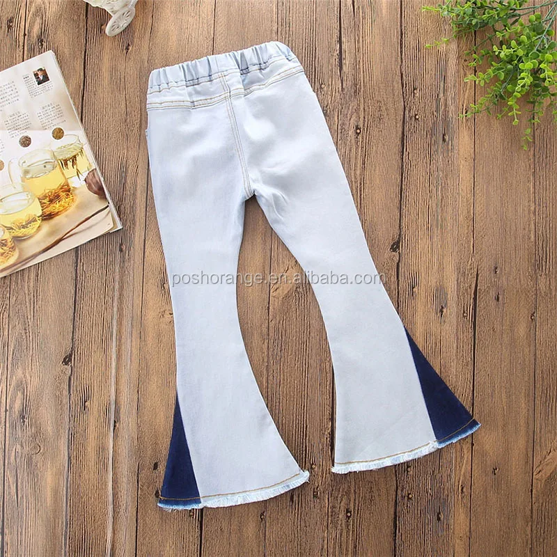 Fashion Washed White Kids Denim Pants Patchwork Full Length Little Girls Jeans Buy Little