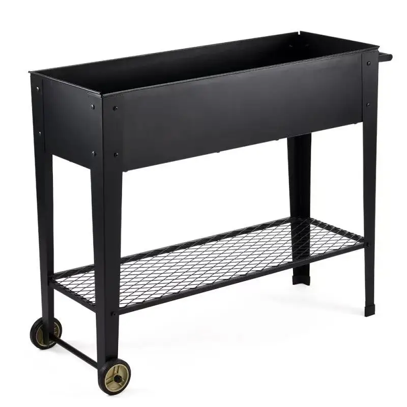Outdoor Metal Raised Garden Table With Wheels,Garden Products,Home Furniture For Vegetables And