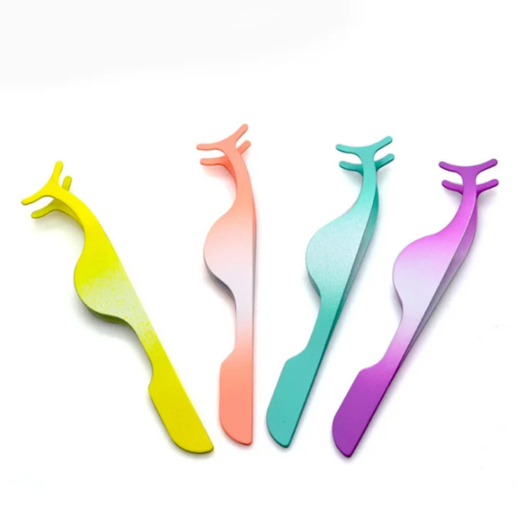 
Multiple Color Lash Curler Applicator Private Label Rubber Paint Stainless Steel False Eyelash Tweezers 