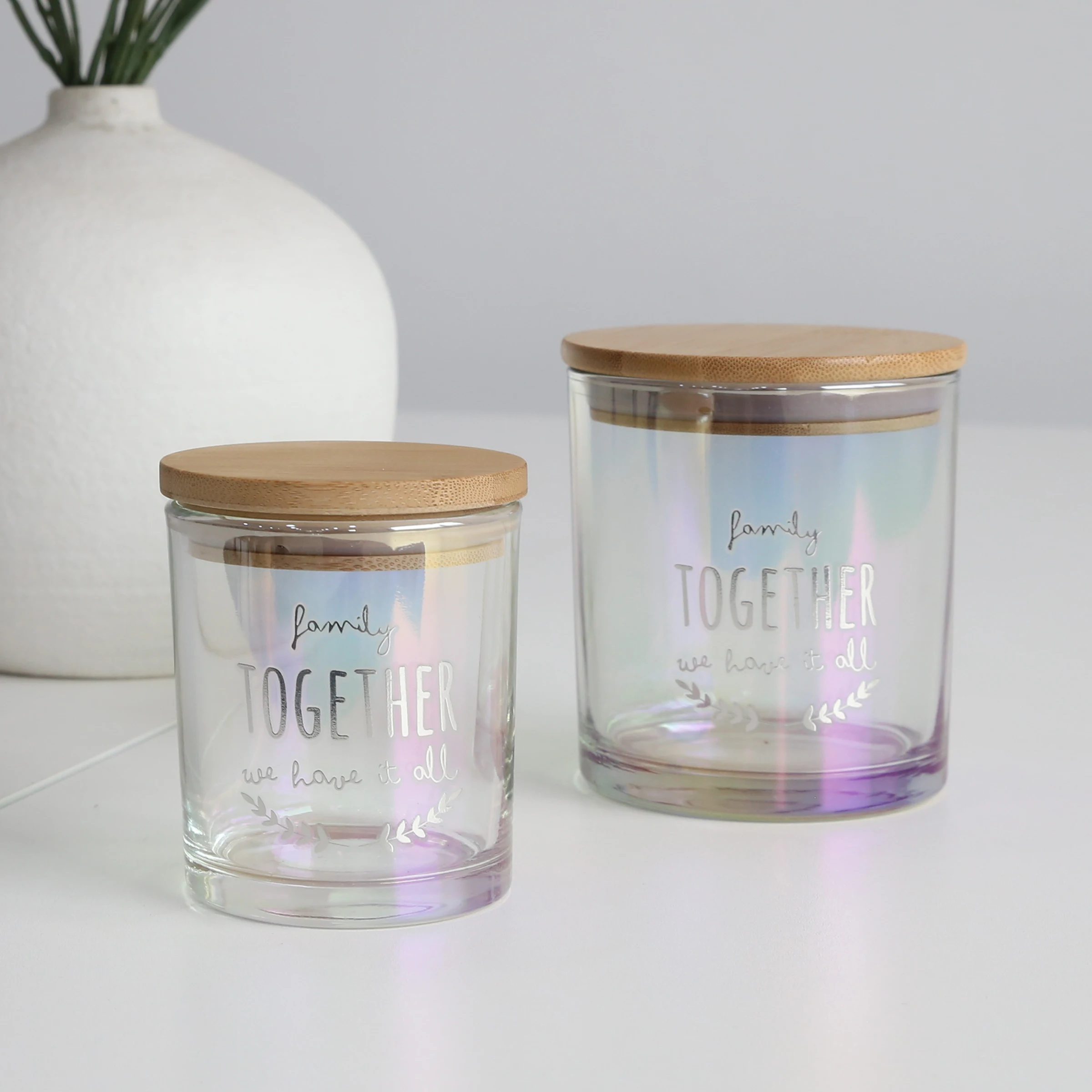 Unique Design Decorative Glass Candle Jar For Candle With Gold Lid