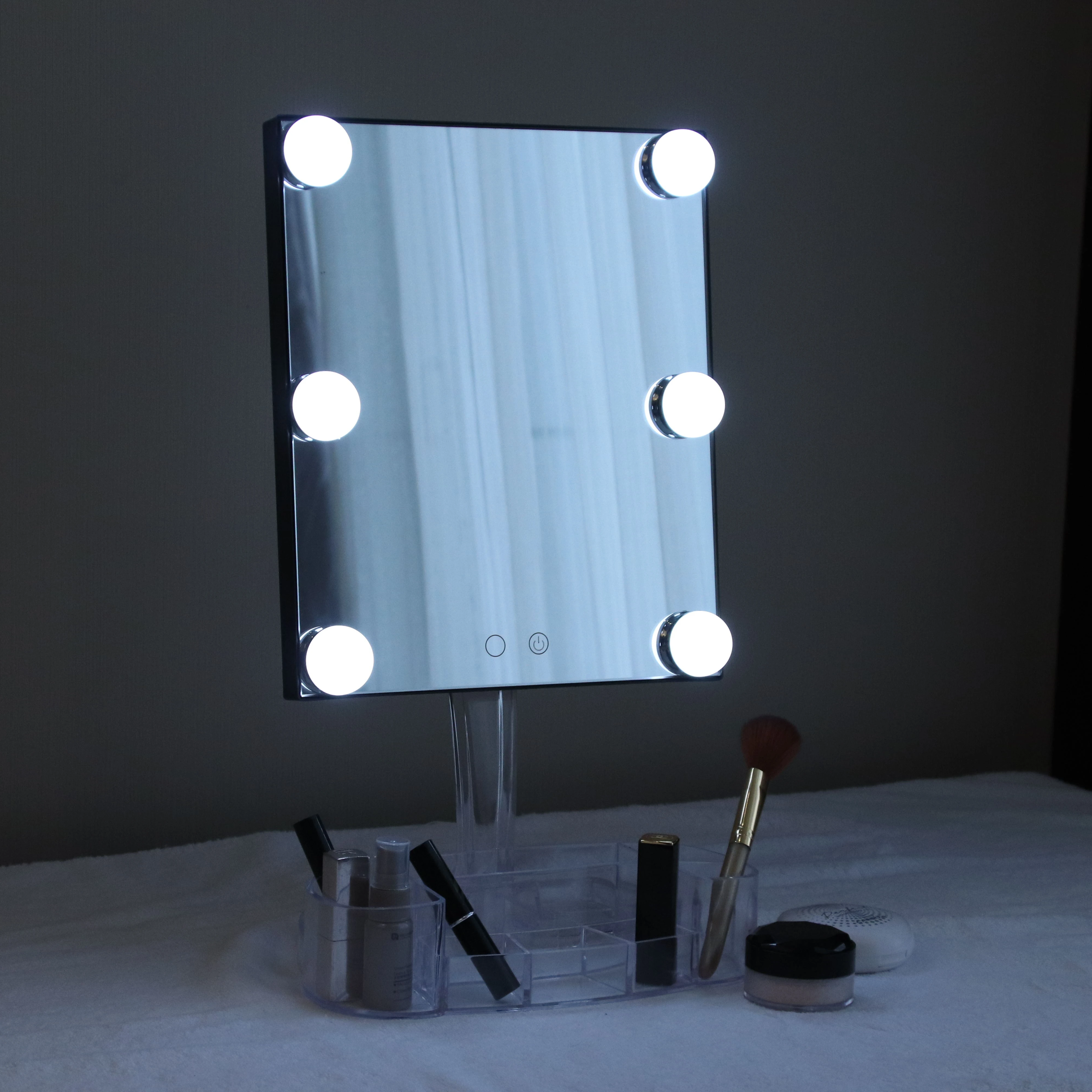 Amazon Best Sale Hollywood Vanity LED Bulb Mirror Cosmetic Tabletops Lighted Compact Makeup Mirror With LED Bulbs