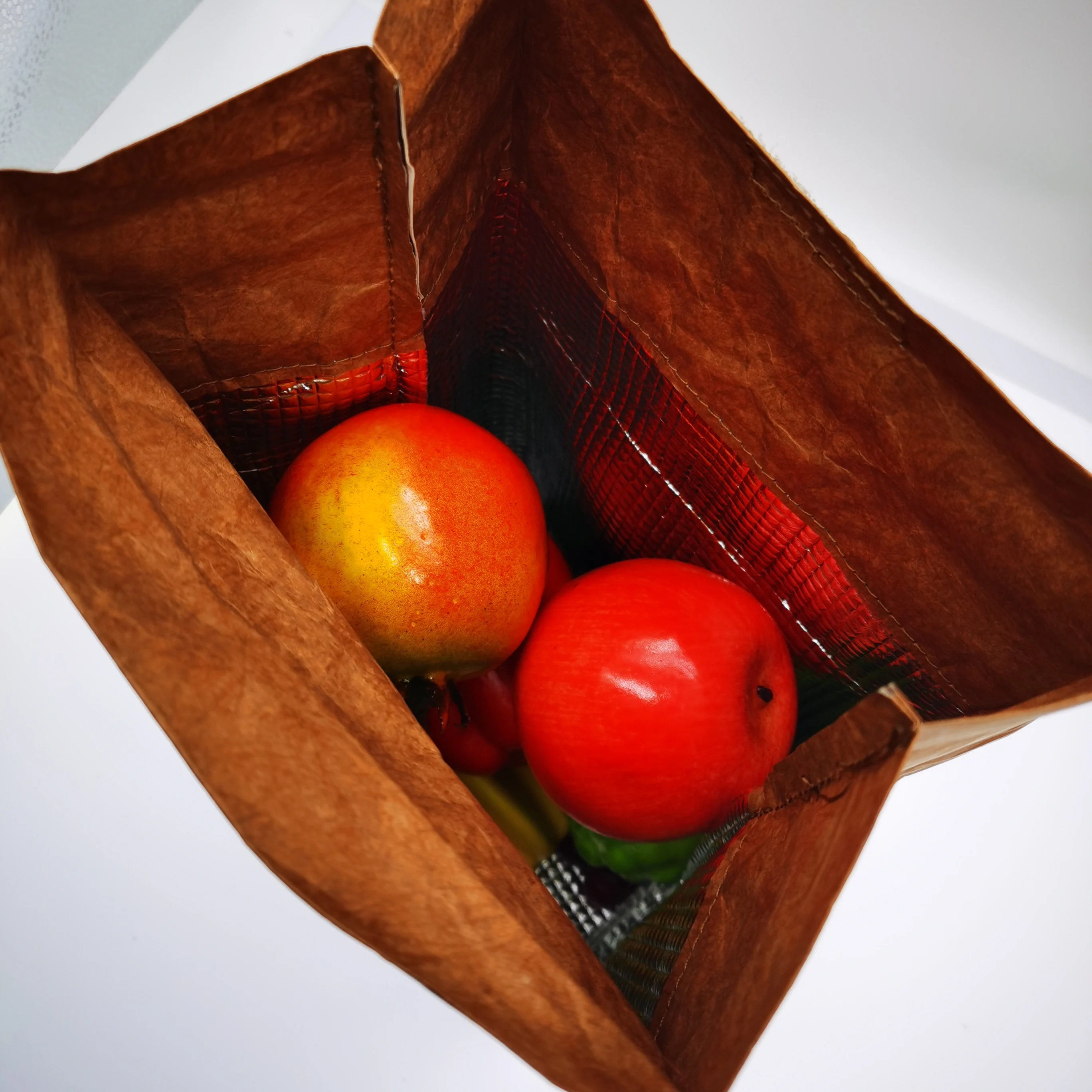 Reusable Insulated Washable Brown Tyvek Kraft Paper Lunch Cooler Bag