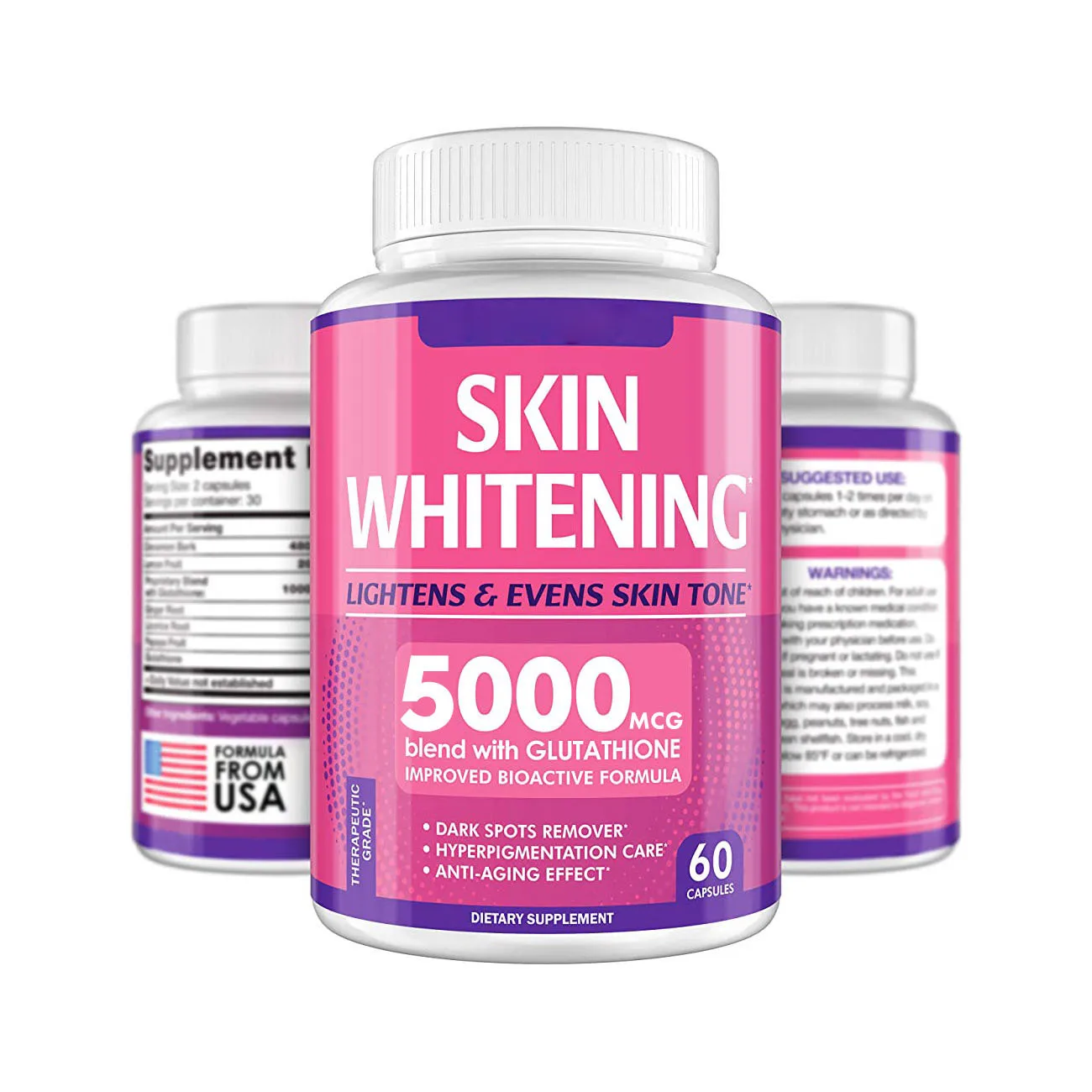 Skin Whitening Supplement 60 Capsules 5000mcg L-glutathione Capsules Skin Whitening Supplement 60 Capsules 5000mcg L-glutathione Capsules
