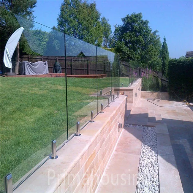 Cheap 10mm 12mm tempered side mounted balcony stainless steel glass railing design glass rail