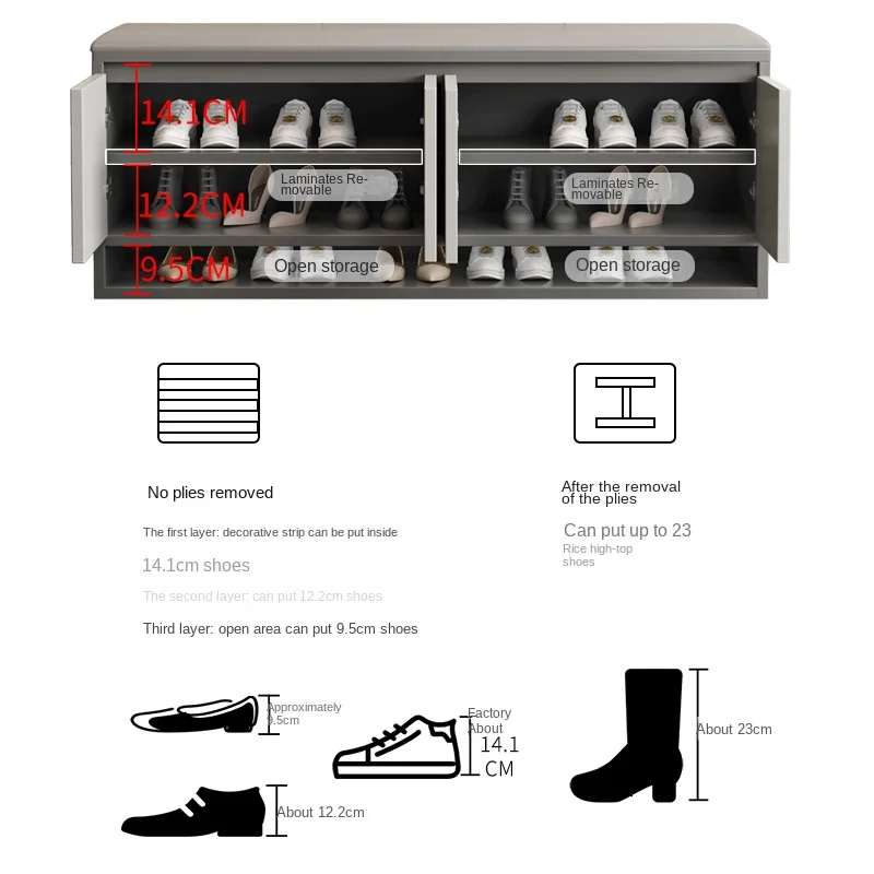 Luxury Shoe Rack with Seatable Stool - Solid Wood Design