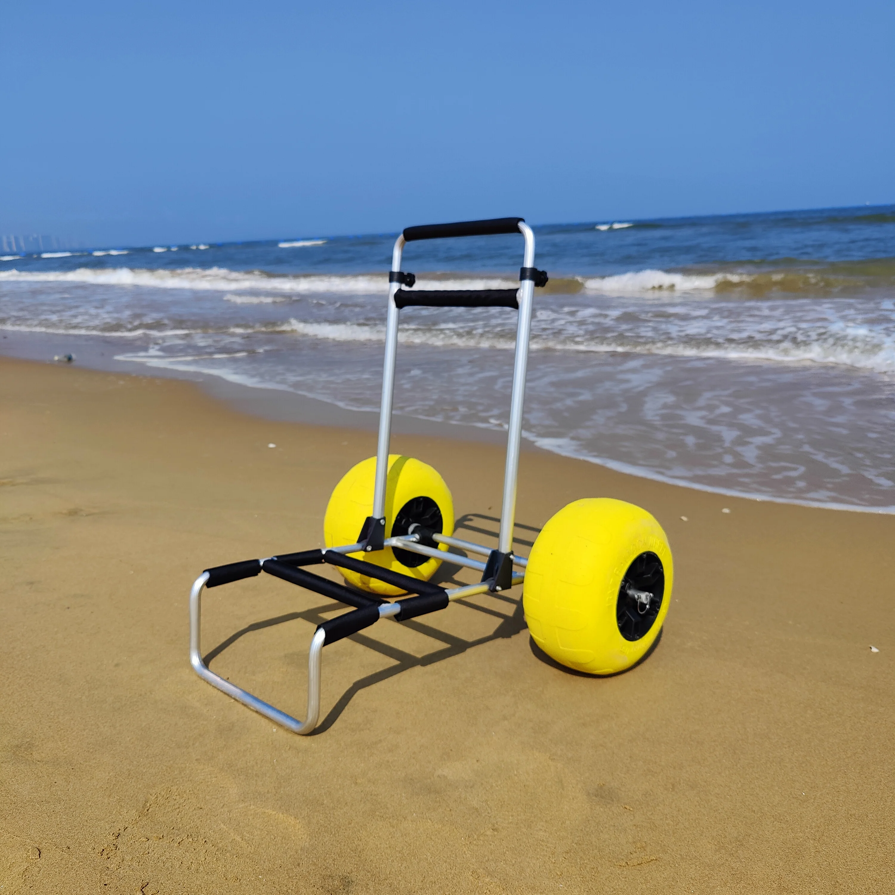 Sand Beach Fishing Cart Foldable Beach Wagon Cart Aluminum Beach Trolley Cart With Balloon