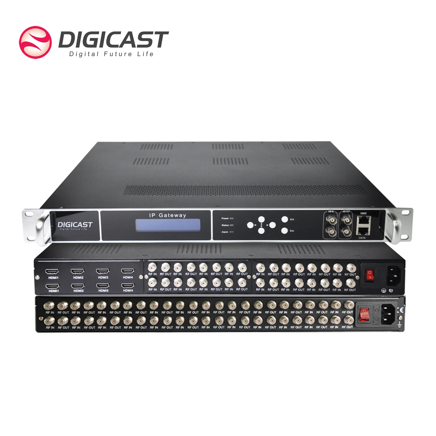 Koqit V5H satellite TV decoder front panel showing HDMI port, USB slot, and navigation buttons