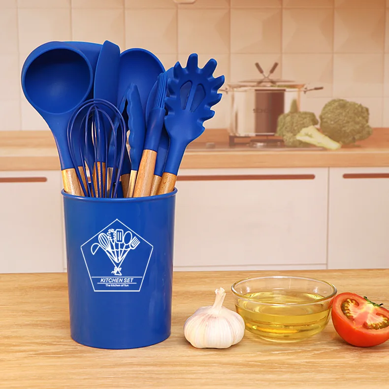 Non Stick Cooking Tools Silicone kitchen Utensils Set Silicone Utensils Set With Storage Bucket