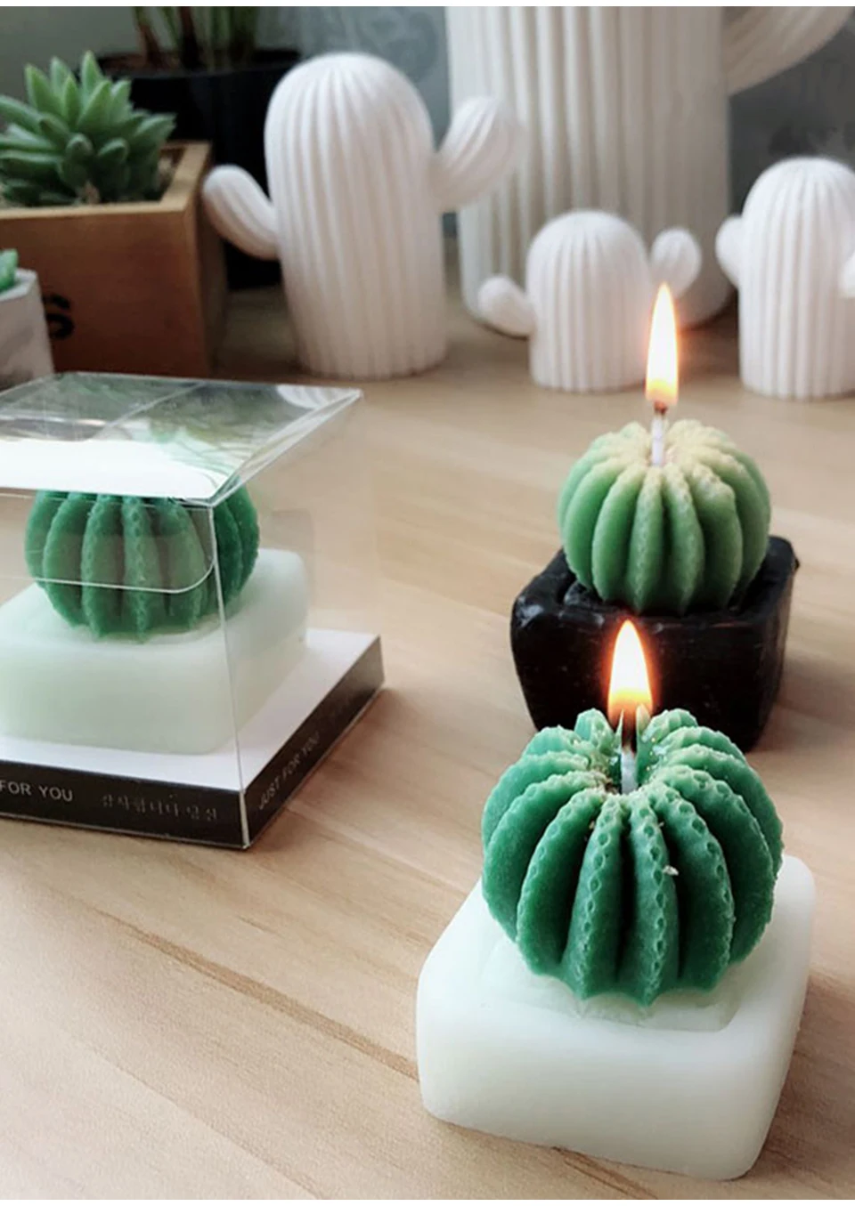 3D Cactus Silicone Candle Molds Succulent Plants Silicone Chocolate Candy Mold Soap DIY Candle Resin Mold Aromatherapy Fragrance Plaster Making Supplies 