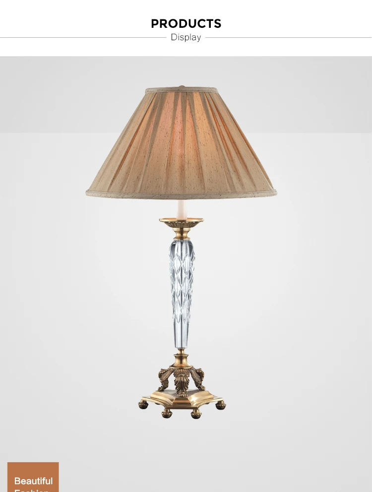 pleaded fabric shade crystal table light