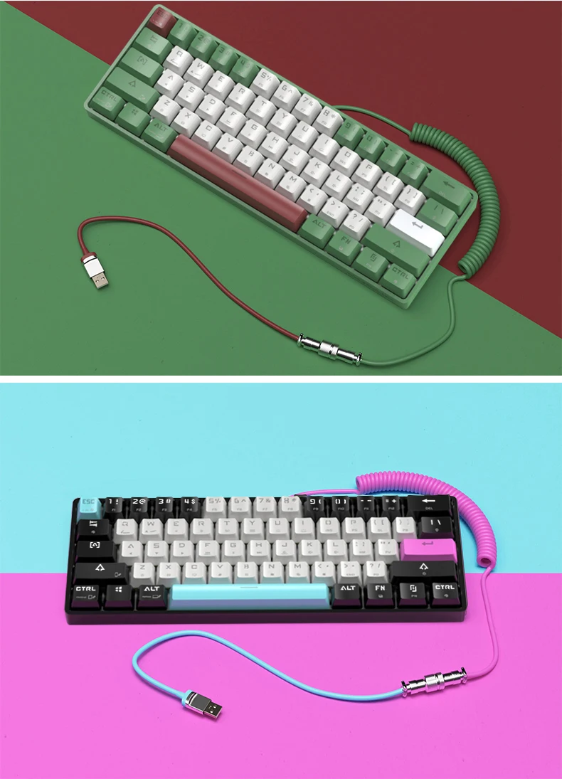 Ousaid Coiled Double Sleeved Mechanical Keyboard Cable For Type C Mechanical Keyboards Buy Buy Tight Coil That Lasts Stiff Plastic Injected Asceny Connectors Comes In A Beautiful Package That Holds The Coil Tight Product