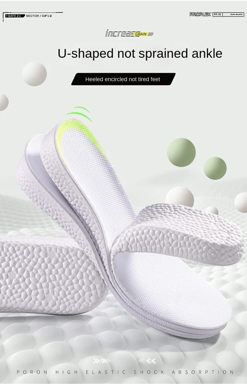 Popcorn Height Increasing Insoles Soft Shock Absorbing Pads