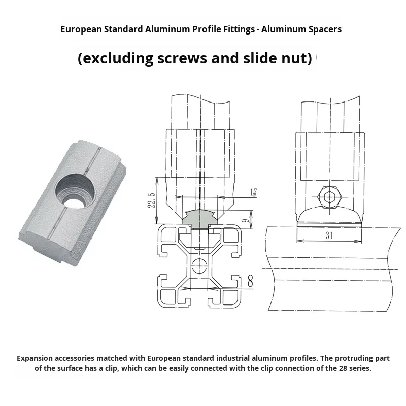 product european standard aluminum profile connector grade 1000 series aluminum stud excluding screws slide nut with rod fixing joint-18
