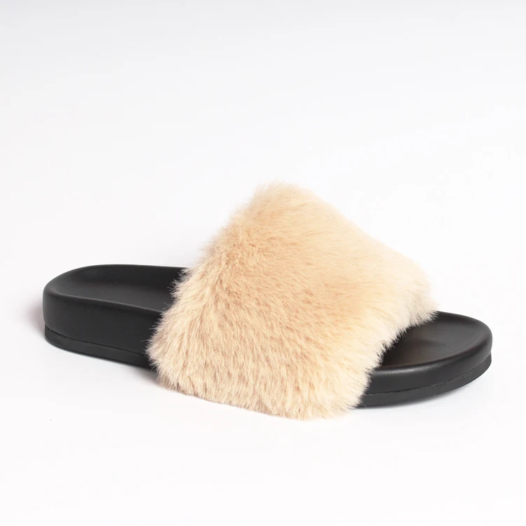 flat fur slippers