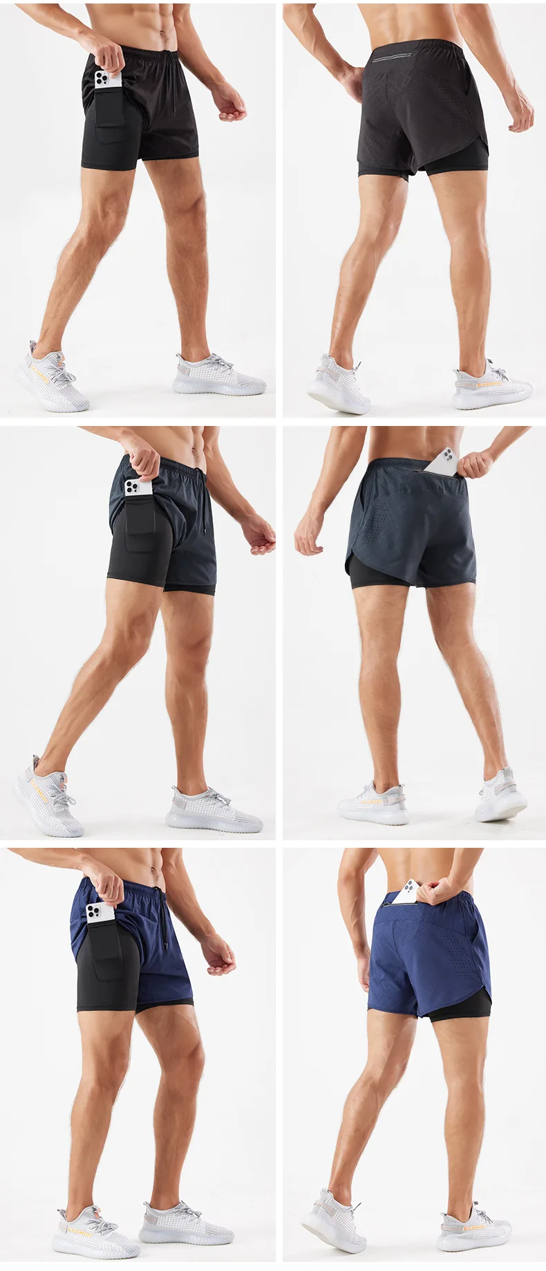 product mens summer sports shorts for gym beach double layer anti exposure marathon running fitness trunks three point design for-17